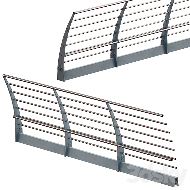 Metal bridge deck fencing of the embankment 3DS Max - thumbnail 2