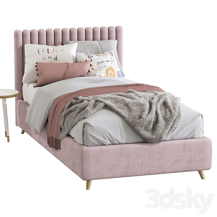 Bed with upholstered headboard 225 3DS Max Model - thumbnail 2