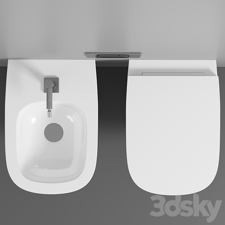 Wall hung toilet Laufen Palomba 8.2080.2.000.000.1 3DS Max Model - thumbnail 2