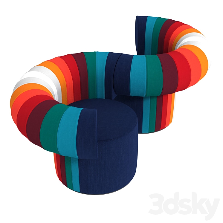 Bla Station BIG TALK Fabric easy chair with armrests 3DS Max - thumbnail 2