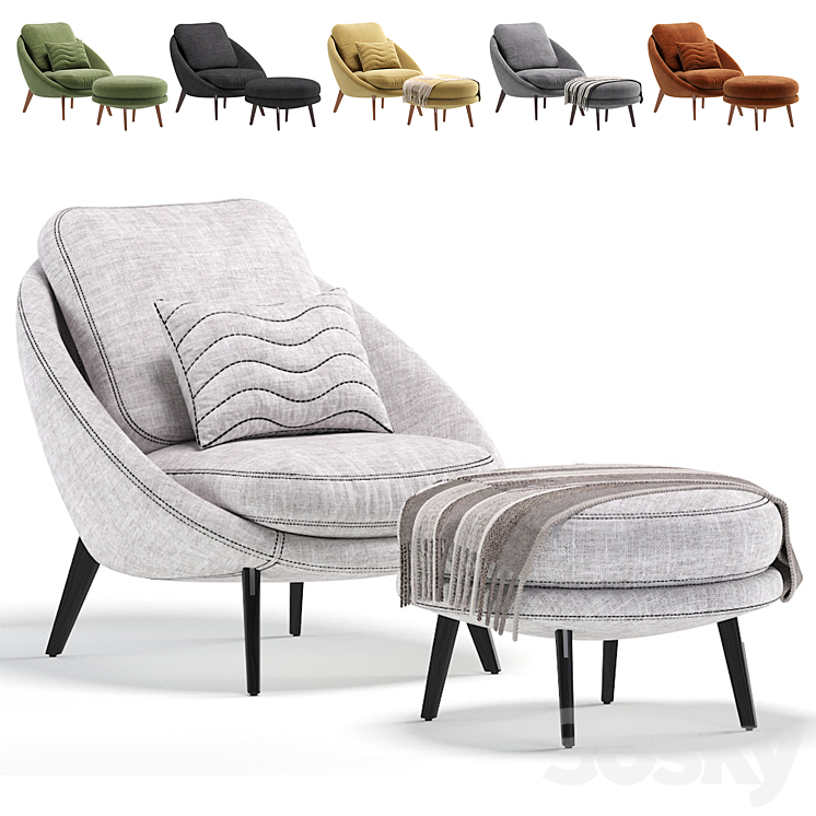 Armchair Lido by Minotti 6 Colors Version\/?????? ???? 3DS Max - thumbnail 2