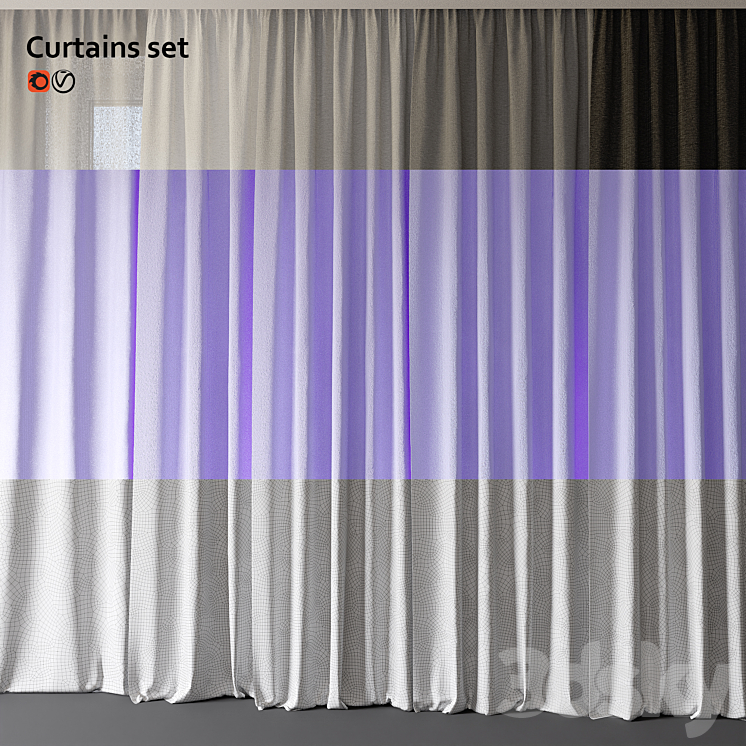 Curtains set 3 3DS Max Model - thumbnail 2