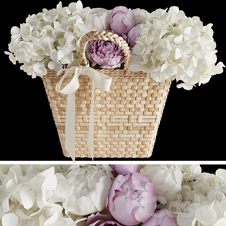 Basket with flowers 3DS Max - thumbnail 1