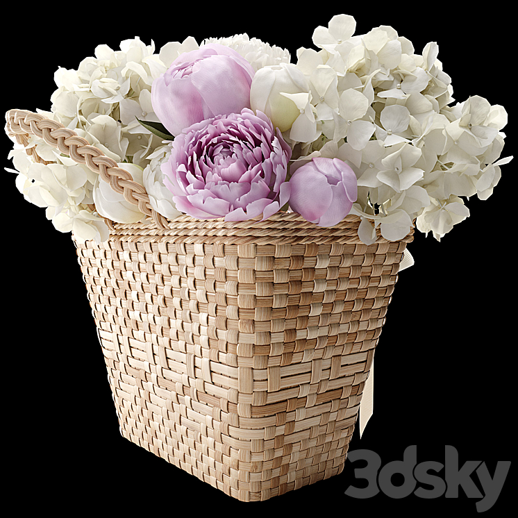 Basket with flowers 3DS Max - thumbnail 2