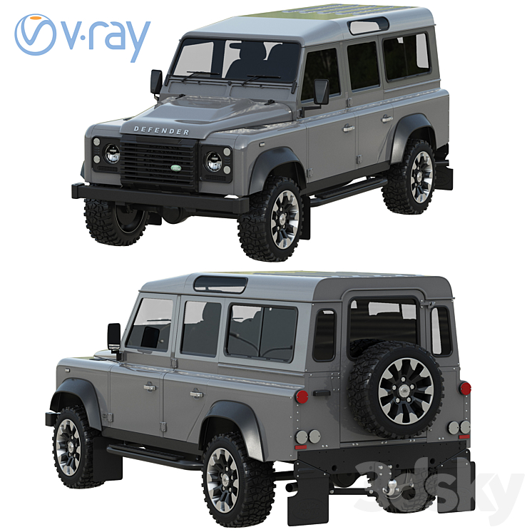 Land Rover Defender Works V8 4-door 2018 3D Model Free