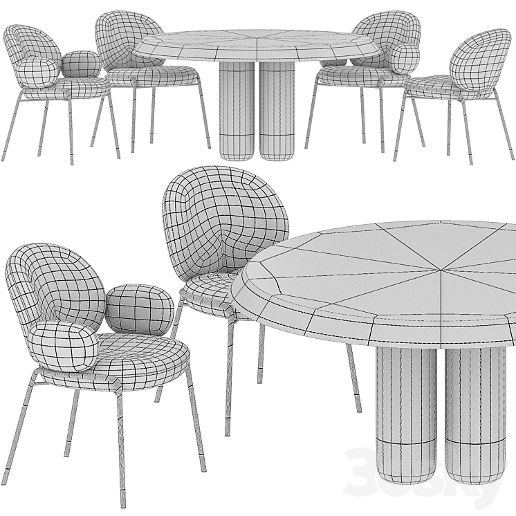 Dining table Cimento Giudecca and chair Freifrau Nana 3DS Max - thumbnail 2