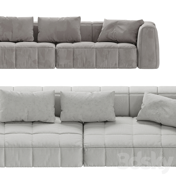 Sofa and pillow1 3D Model