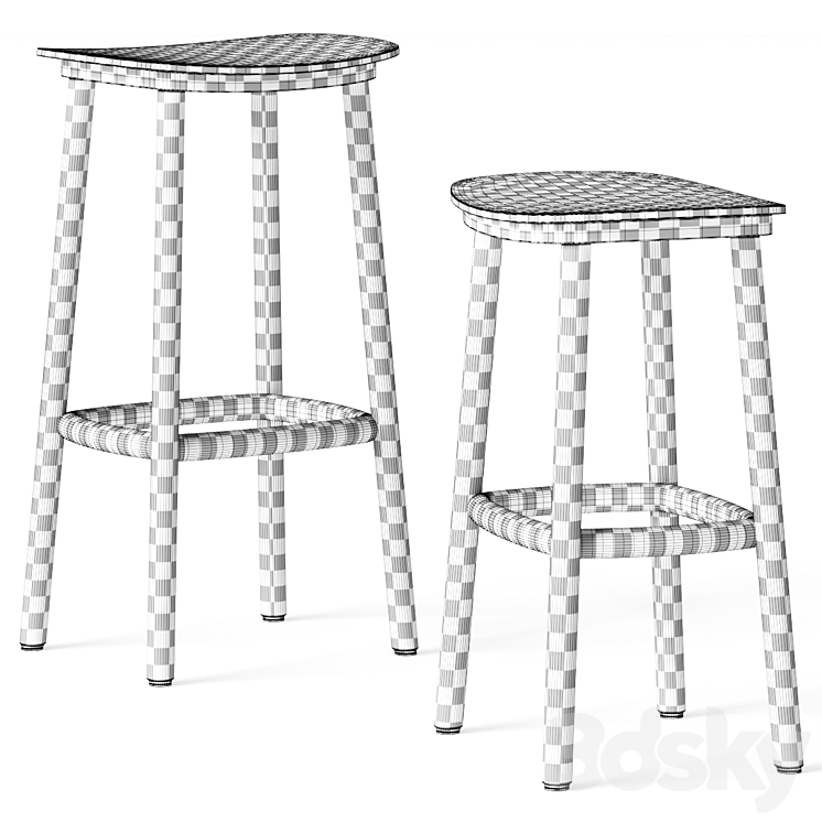 Cruso Paddle Bar Stools 3D Model