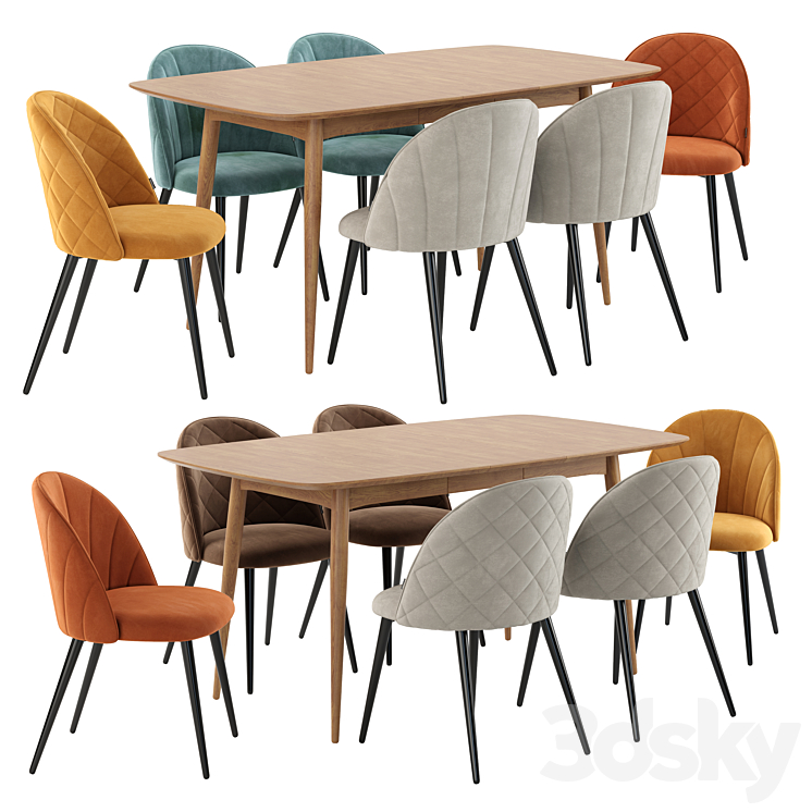 Deephouse. Dining chair Paris. NORDECO Extendable Table 3DS Max - thumbnail 1