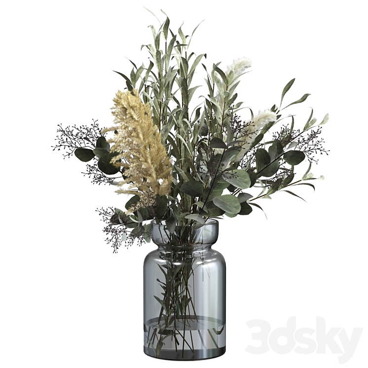 Bouquet of olive with pennisetum and pampas grass 3DS Max Model - thumbnail 2