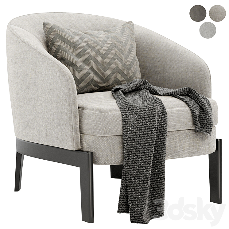 CHELSEA Fabric armchair by Molteni 3DS Max Model - thumbnail 1