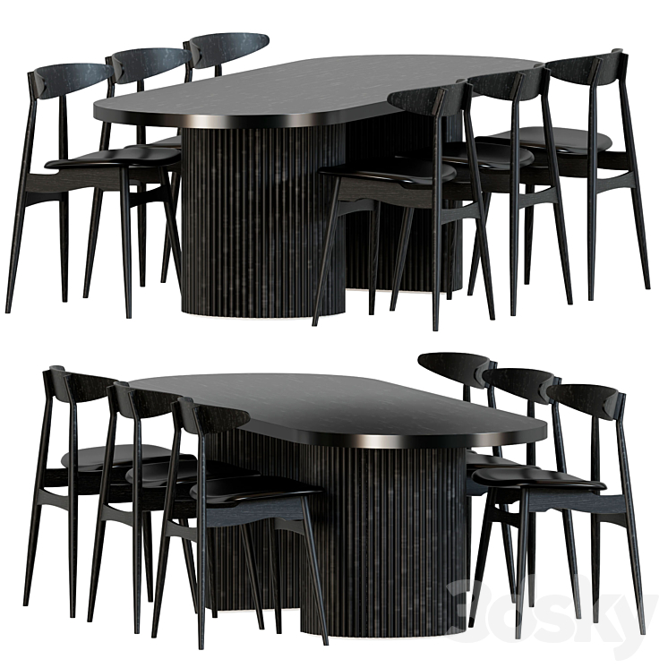 Joffrey Solid Ash Dining Chair Black 3DS Max Model - thumbnail 1