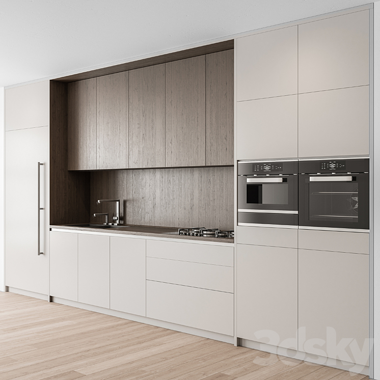 Kitchen Modern – white and Wood Cabinets 81 3DS Max - thumbnail 1