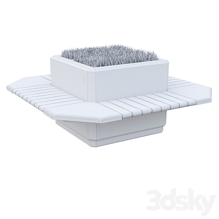 Square planter bench 227 3D Model