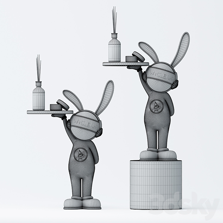 Rabbit sculpture shelving 3DS Max Model - thumbnail 2