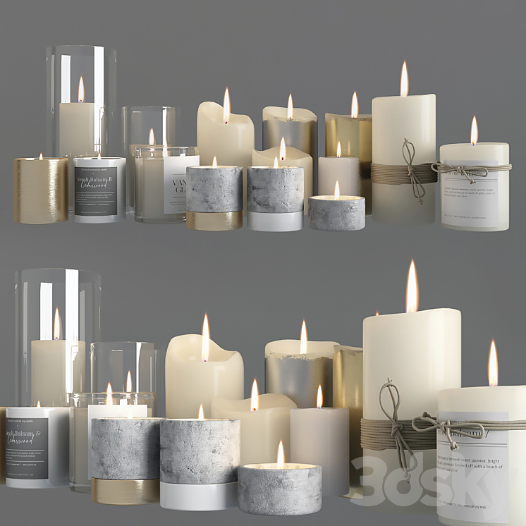Candle Set 3DS Max - thumbnail 1