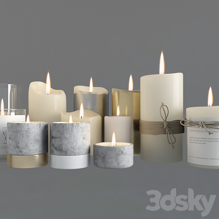 Candle Set 3DS Max - thumbnail 2