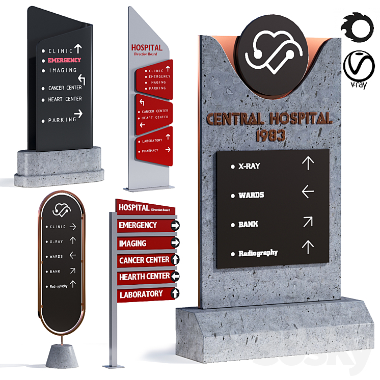 3d model of hospital information board for exterior 3DS Max - thumbnail 1