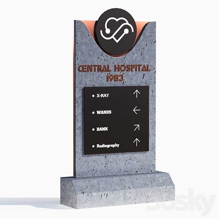 3d model of hospital information board for exterior 3DS Max - thumbnail 2