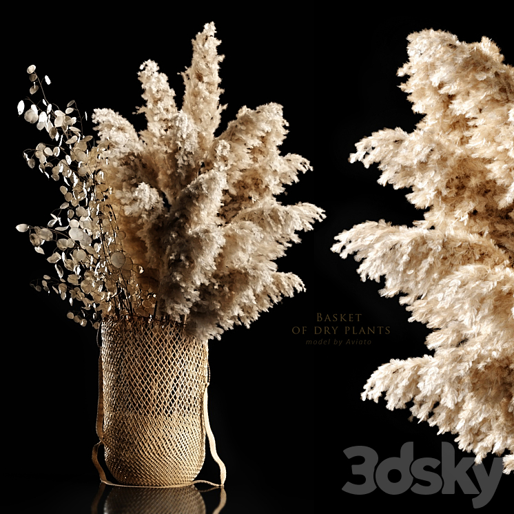Basket of dry plants 3DS Max Model - thumbnail 1