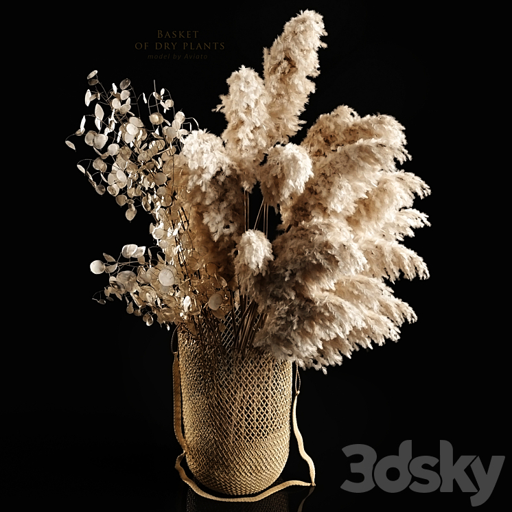 Basket of dry plants 3DS Max Model - thumbnail 2
