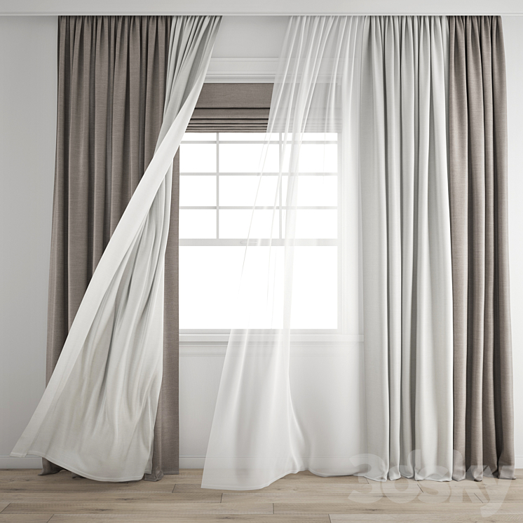 Curtain 432\/Wind blowing effect 12 3DS Max - thumbnail 1
