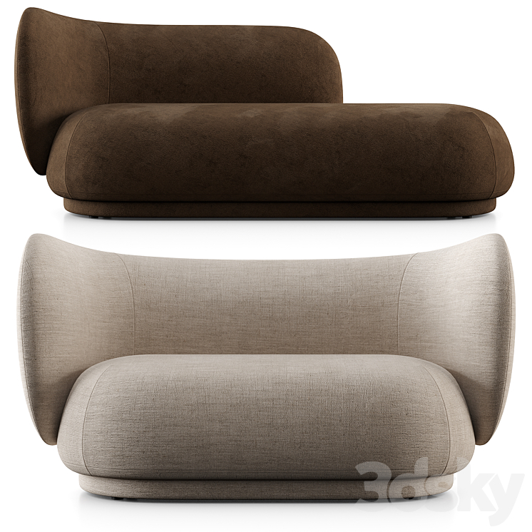 Rico Divan And 2 Seat Sofa By Ferm Living 3DS Max Model - thumbnail 1