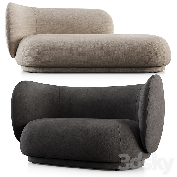 Rico Divan And 2 Seat Sofa By Ferm Living 3DS Max Model - thumbnail 2