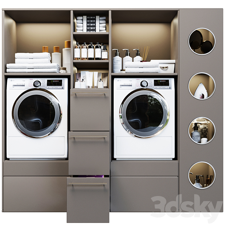 Laundry room in gray with household appliances and cosmetics 5 3DS Max - thumbnail 1