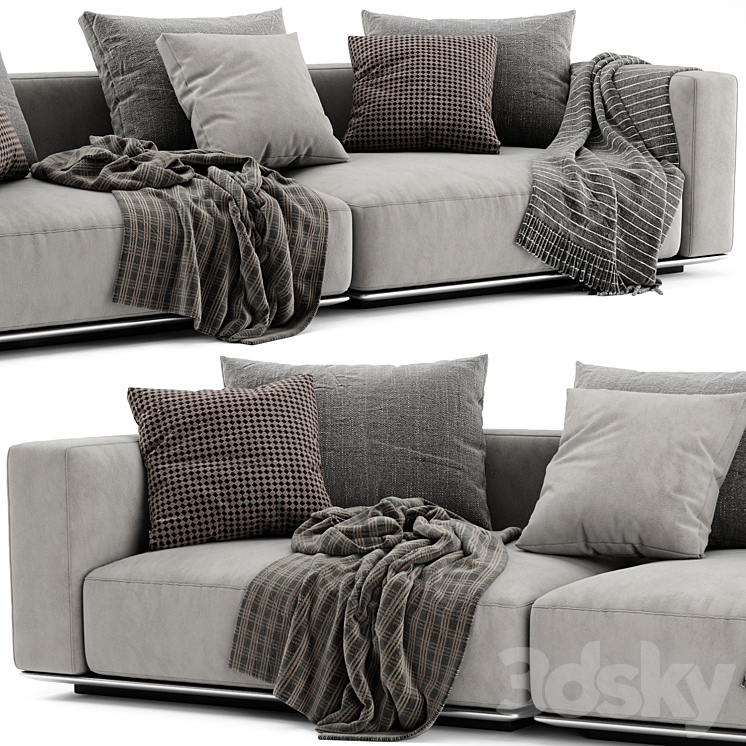 Flexform Grandemare 2 Seats Sofa 3DS Max Model - thumbnail 2