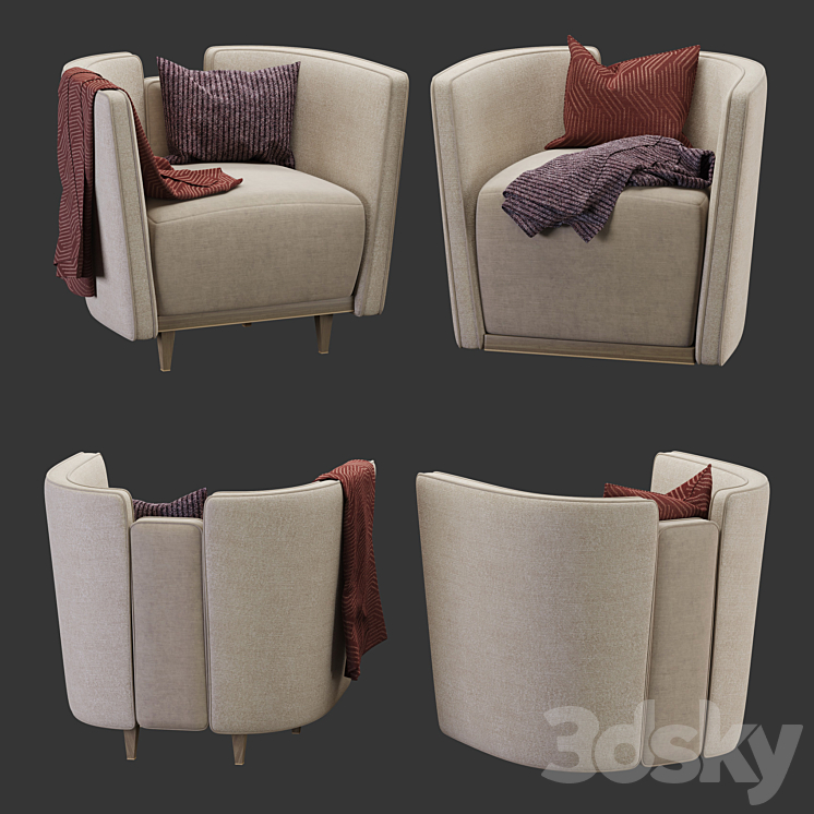 Frato armchair Gstaad 3DS Max Model - thumbnail 2