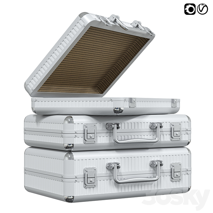 Metal suitcase set of metal suitcases 3DS Max Model - thumbnail 1