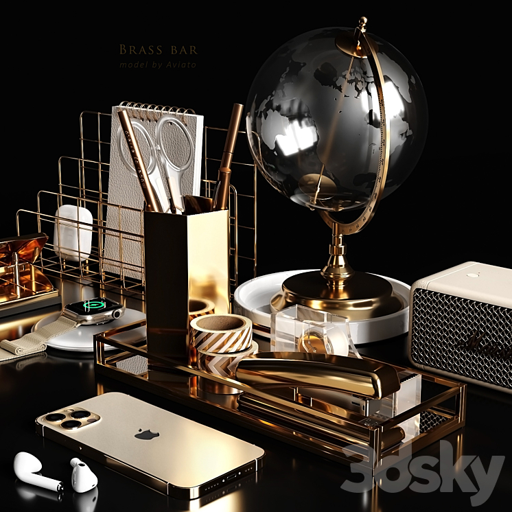 brass bar 3D Model Free