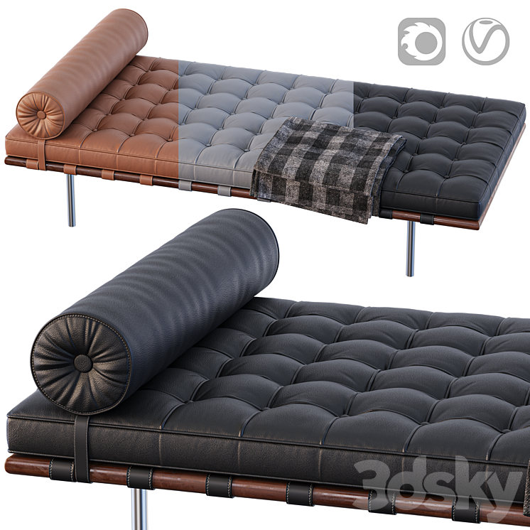 Barcelona DayBed 3DS Max Model - thumbnail 2
