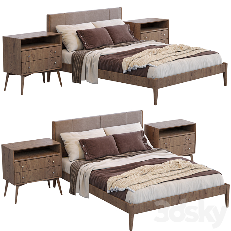 Modern Wood Bed By West Elm 3DS Max - thumbnail 2