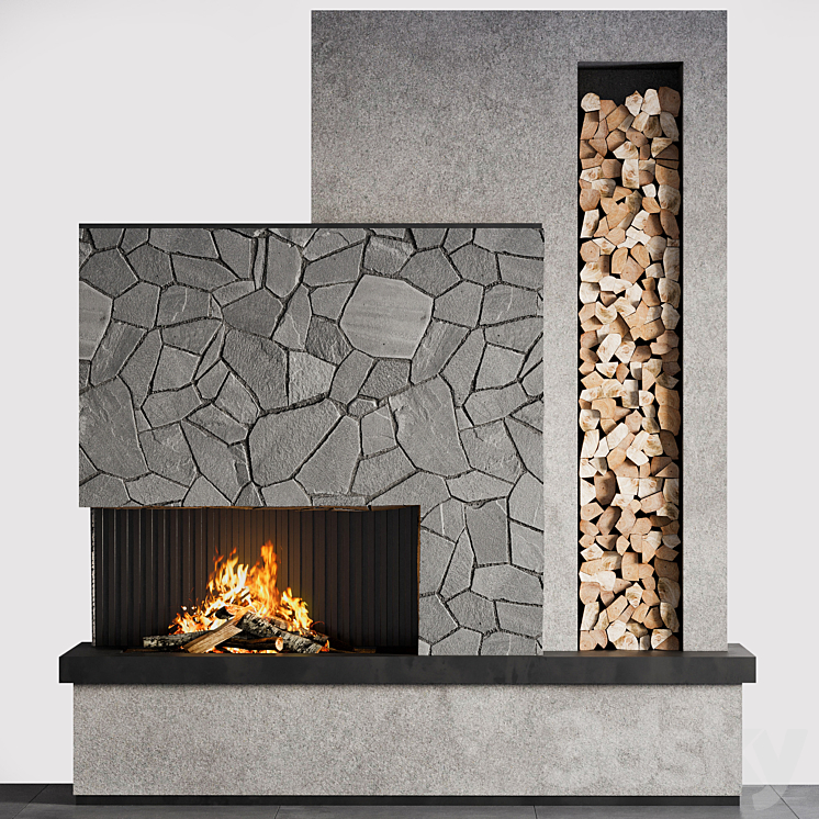 Fireplace 05 3DS Max Model - thumbnail 1