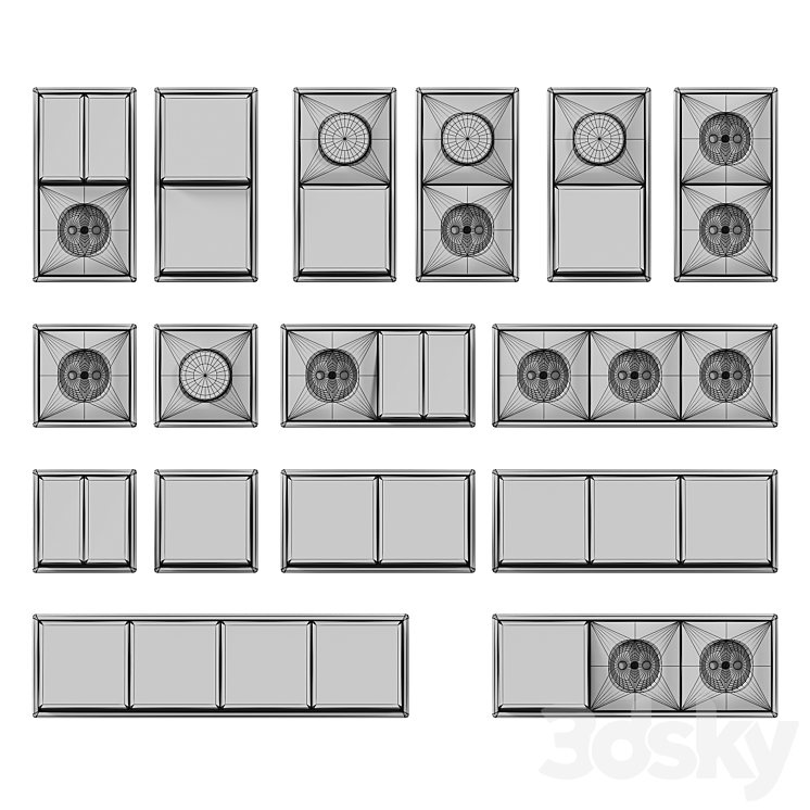 Sockets and switches JUNG Les Couleurs 3D Model