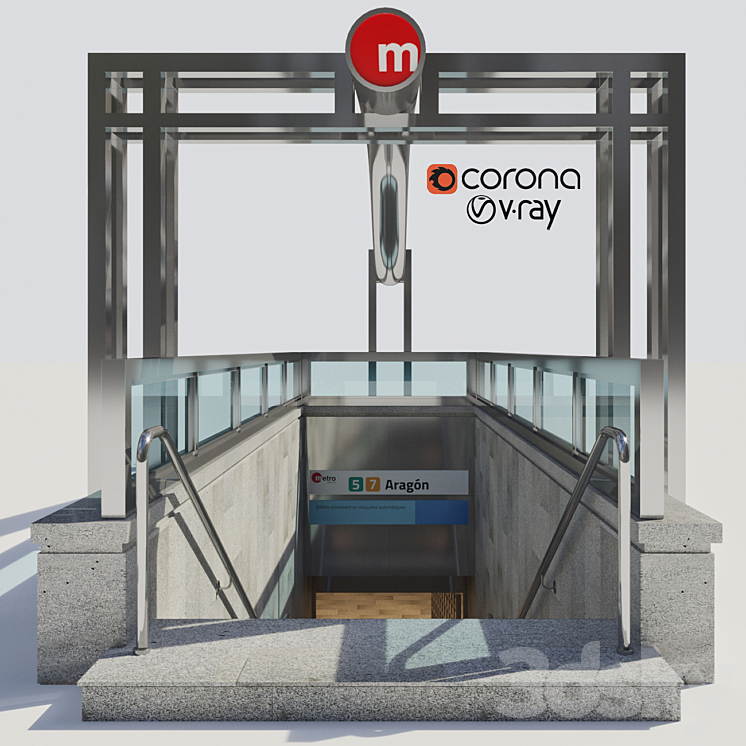 Subway station entrance 3D Model