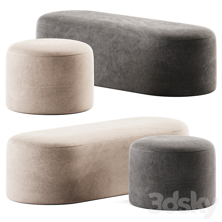 Proto Plus Halle Pouf and Bench 3DS Max Model - thumbnail 1