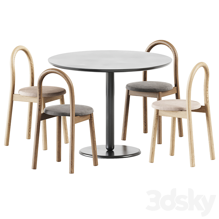 Balance Table by Calligaris and Bobby Upholstered Chair by DesignByThem 3DS Max - thumbnail 1