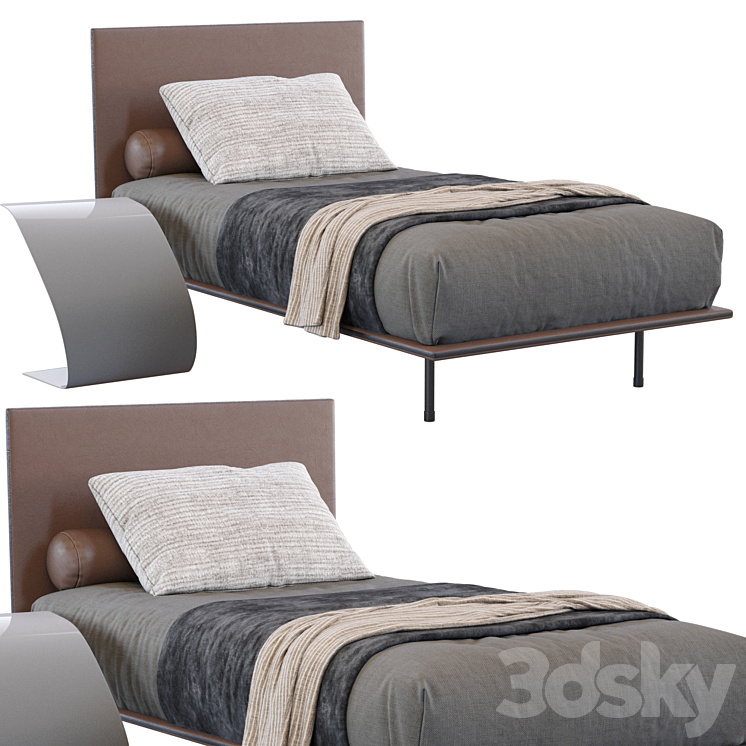 Leather Thin Single Bed By Bonaldo 3DS Max Model - thumbnail 1