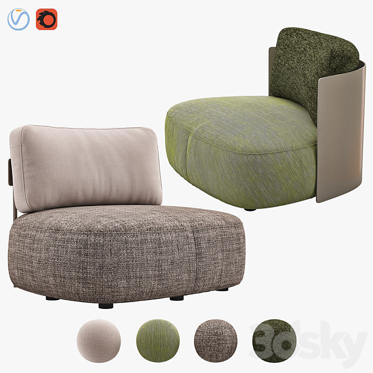 PIERRE Armchairs 3DS Max - thumbnail 1