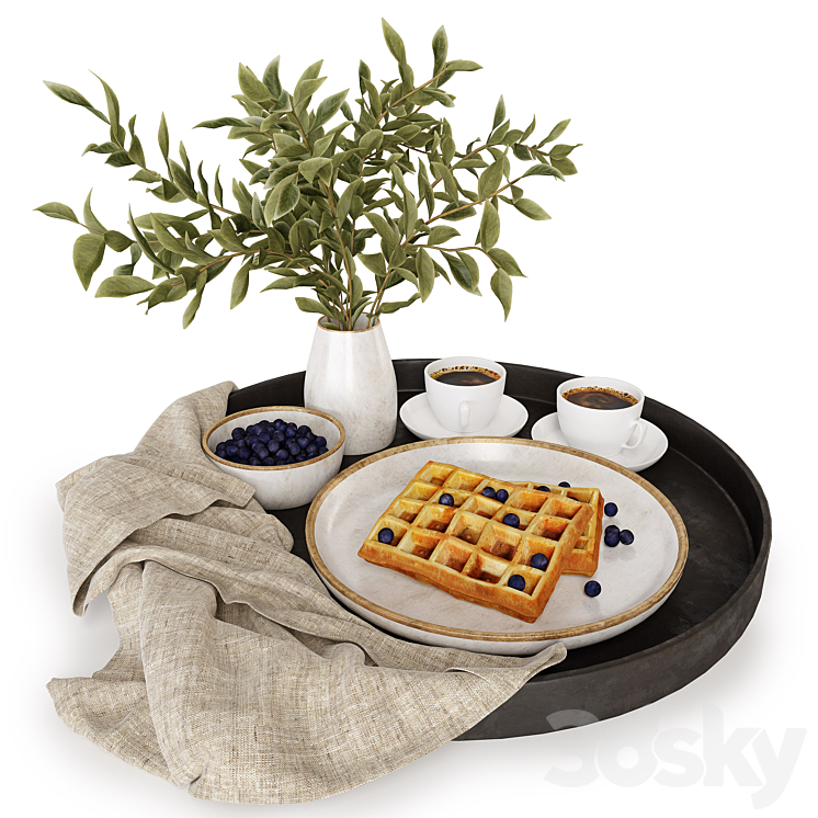 Breakfast on a tray w004 3DS Max Model - thumbnail 2