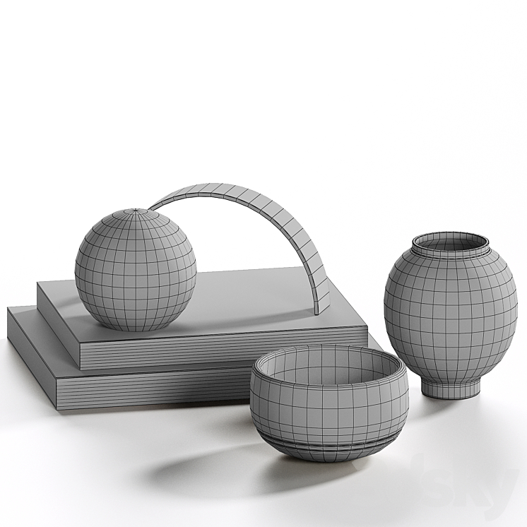 Decorative coffee table set 8 3D Model Free