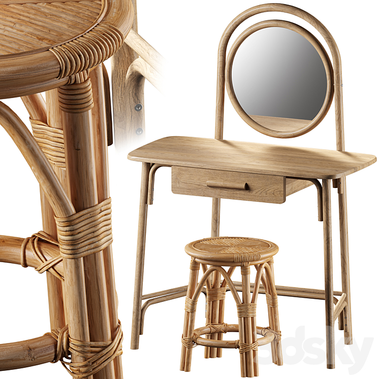 Dressing Table Marika and Chair Katni La Redoute Interieurs 3D Model