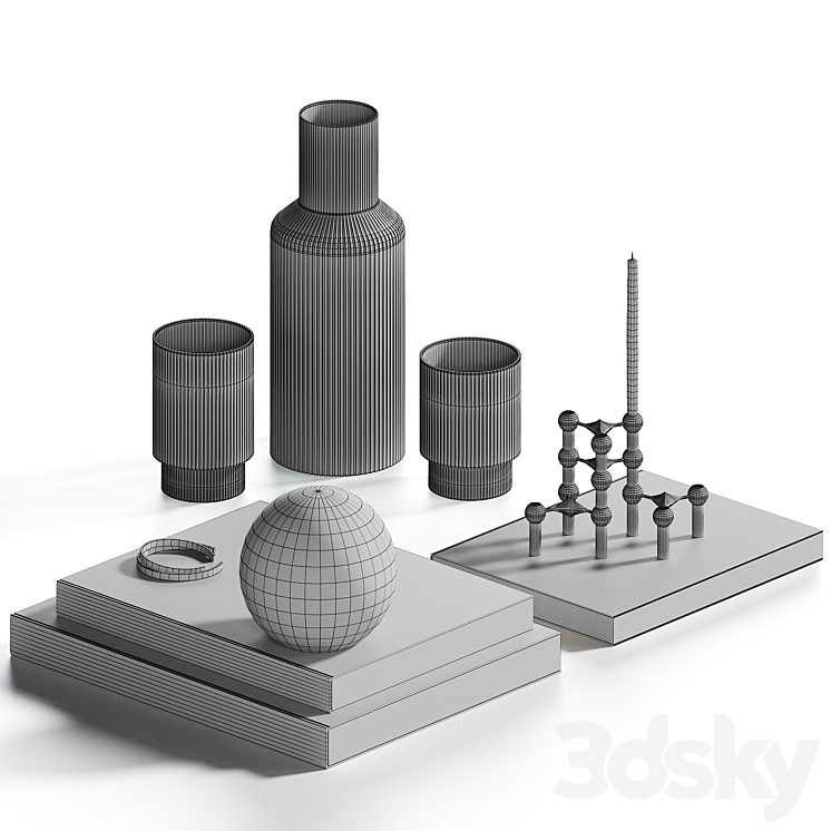 Decorative coffee table set 9 3D Model