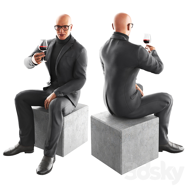 Richard Seat Wine 3DS Max Model - thumbnail 1