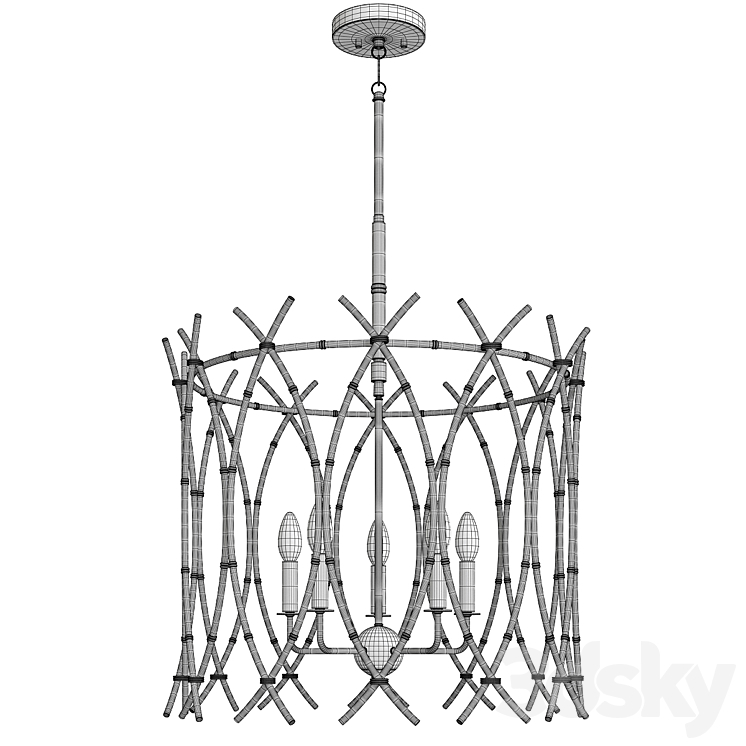 Woven bamboo chandelier 3D Model