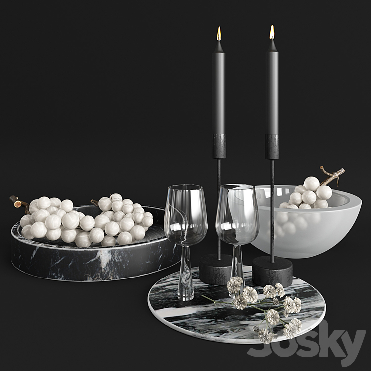 Decorative set with grapes 3DS Max Model - thumbnail 2