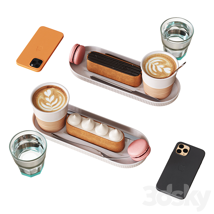 Decorative Set For Cafe Table Set3 3DS Max Model - thumbnail 2